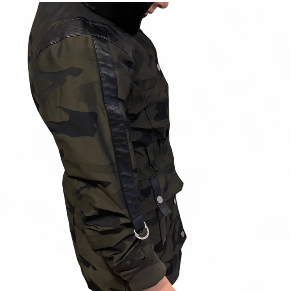 HABITUAL Girls Camo Hooded Utility Jacket Olive Green Size 10